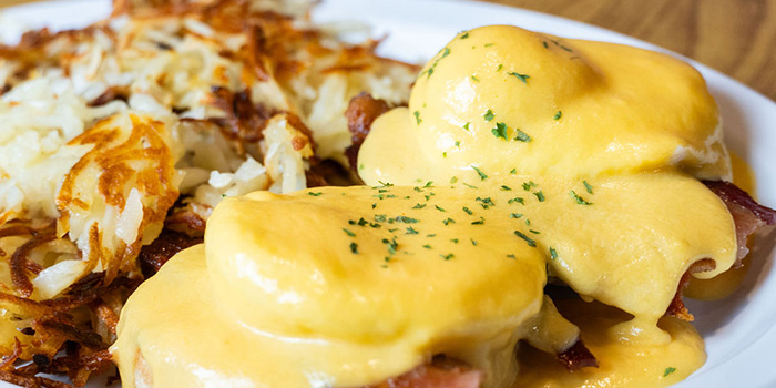 The Place favorite, eggs benedict with hashbrowns for breakfast.
